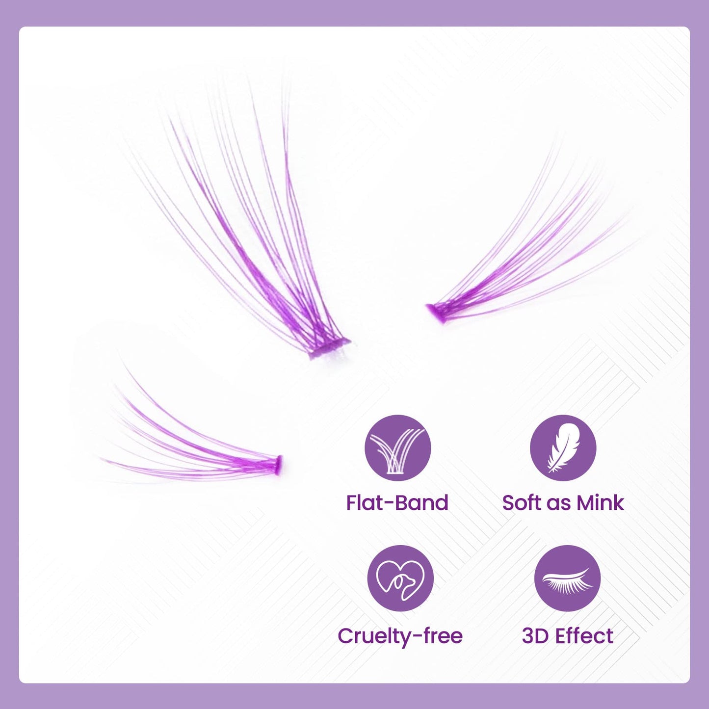 LANKIZ DIY Lash Extensions, 20D Purple Colored Individual Lashes, Flat-band Cluster Lashes for Eyelash Extensions, 0.07 mm 8-14mm Mix Faux Mink False Eyelashes for Home & Salon Use