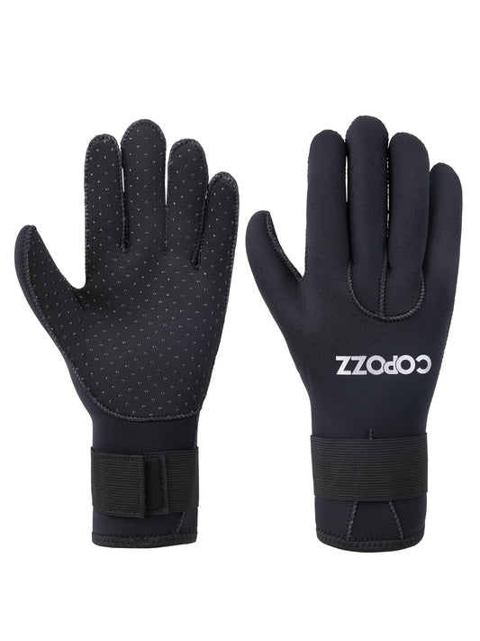 COPOZZ 3mm Neoprene Gloves for Diving and Water Sports, Adjustable Wrist Closure, Thermal Insulation, Anti-Slip Silicone Particles, Perfect Scuba Gloves for Kayaking, Snorkeling, and Winter Sports