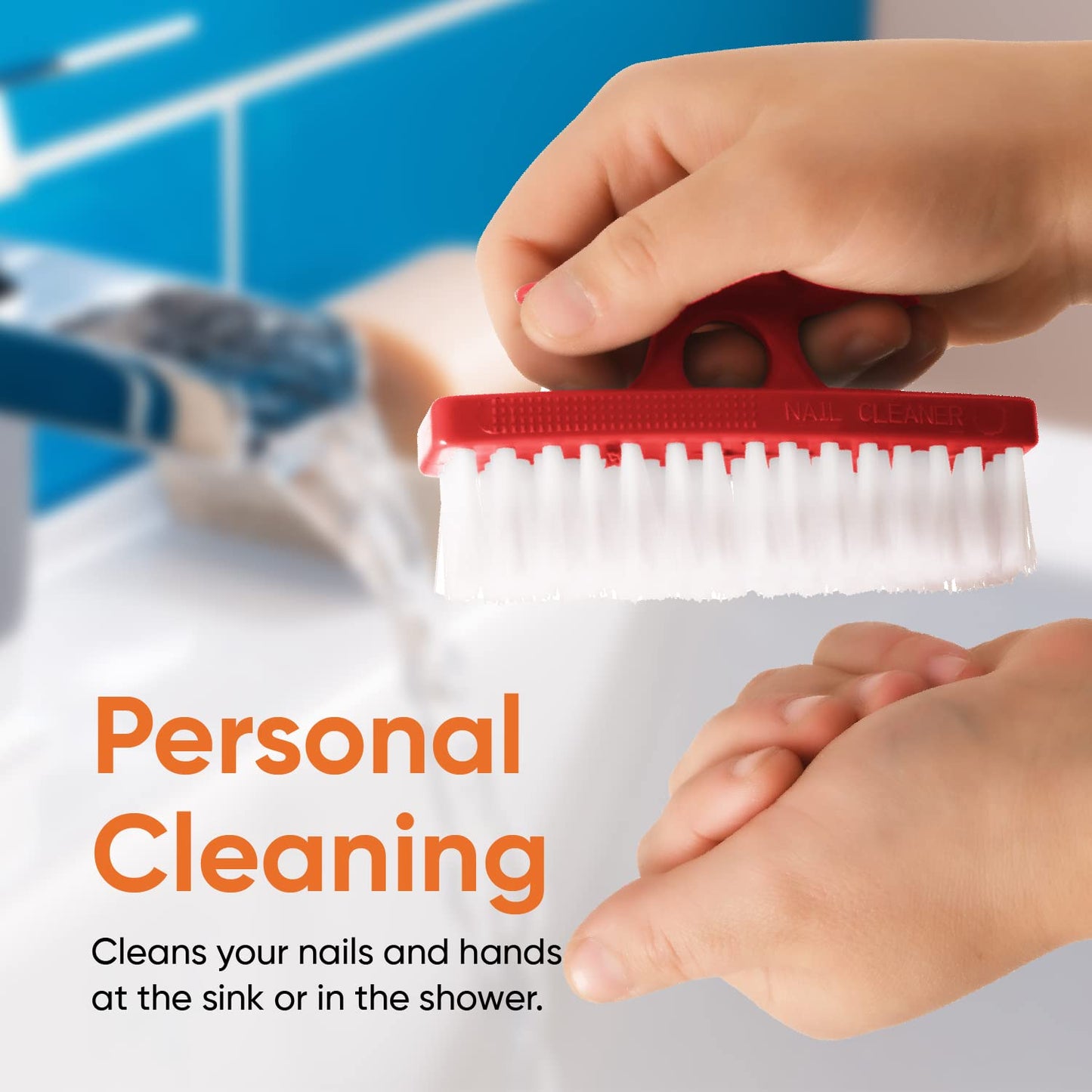 Nail Brush for Cleaning Fingernails, Nail Scrubber Brush, Toe Foot Hands Fingernail Brush Cleaner- Small Scrub Brush- All-Purpose Stiff Cleaning Brush (3 Pack, Red)