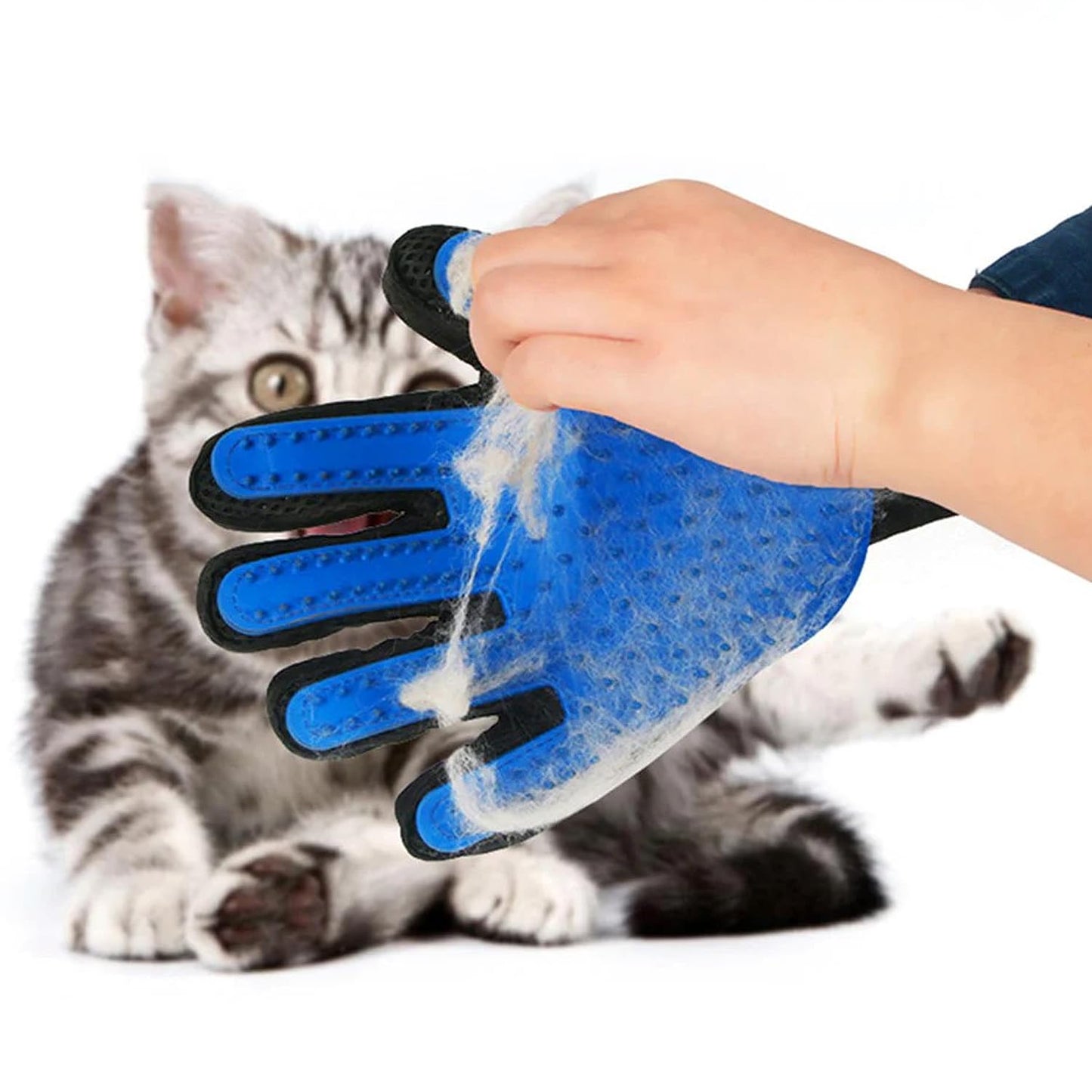 Pet Grooming Glove- pet washing Glove For Bathing-Pet Hair Remover glove For Cleaning Upgrade Grooming Brush For Long and Short fur- Efficient Washing Glove For Dogs & Cats -1 Pack [Right-Hand] Blue