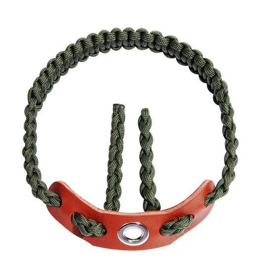 Elm Ray Archery Bow Wrist Sling 550 Paracord,Durable 100% Full Grain Leather with Strong Metal Grommet,Comfortable and Light,Fit Compound Bow Stabilizer & Recurve (Army Green)