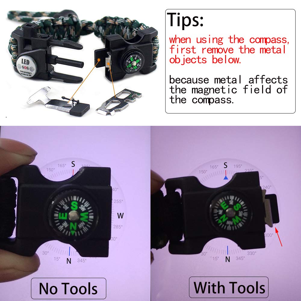 Daarcin Survival Paracord Bracelet,Fire Starter,SOS Light,Compass,Whistle,Adjustable AK87 20 in 1,Stocking Stuffers,Perfect for Kids and Men to Outdoor Hiking Fishing Hunting Camping Gear Set