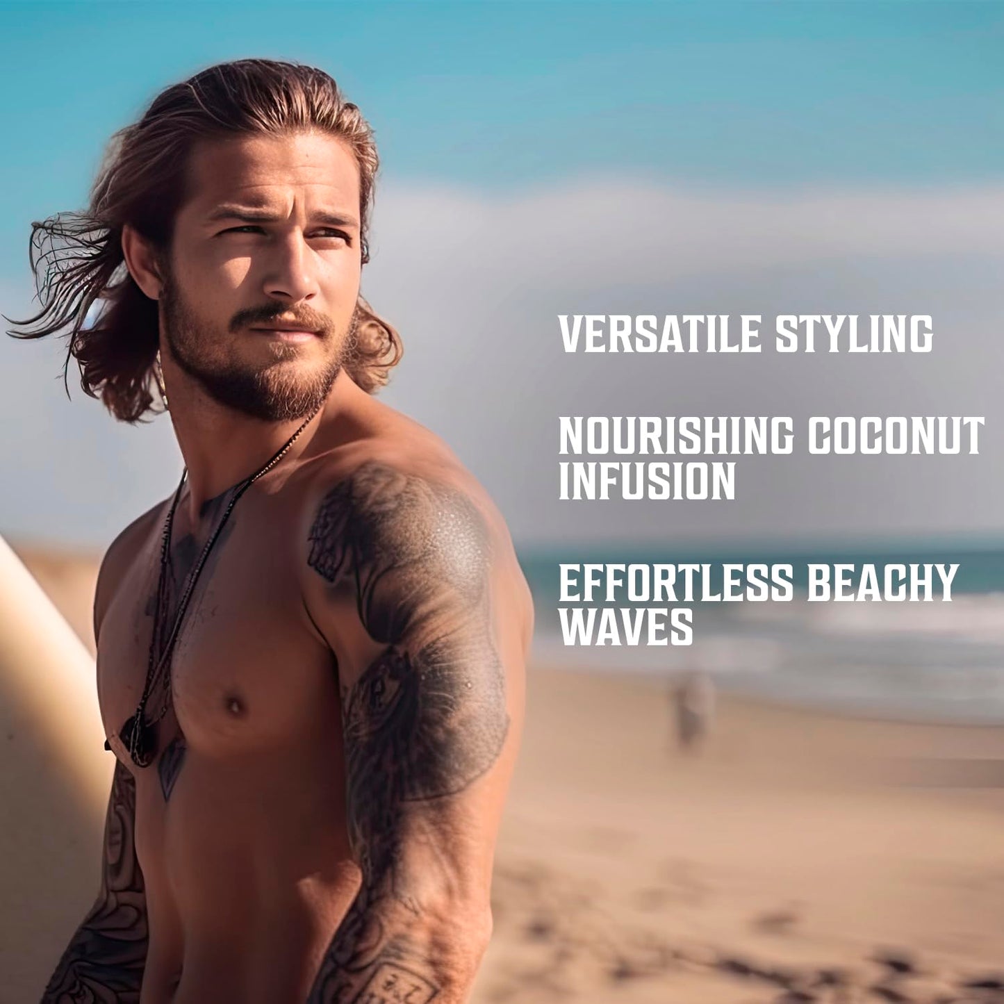 Viking Revolution Coconut Sea Salt Spray for Men - Styling, Volumizes & Enhances natural curls, Provides beach hair look, Boosts volume, Soothes with Kelp, Aloe Vera & Red Algae - 2 pk