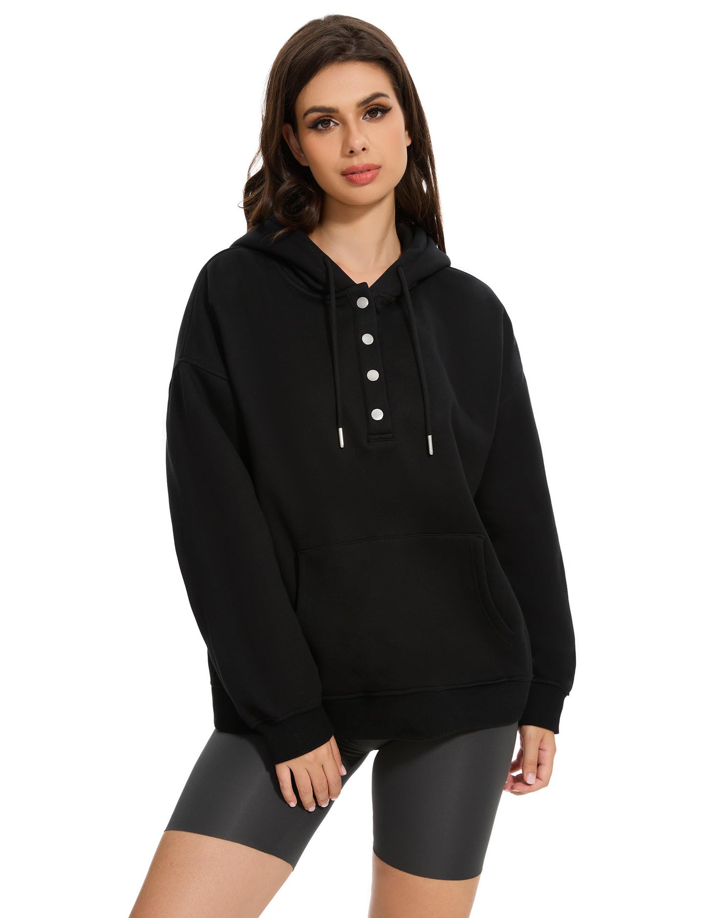 GRAMVAL Halloween Oversized Sweatshirts for Women Loose Fit Casual Long Sleeve Button Hooded Sweatshirt Hoodie with Pocket, Size XX-Large