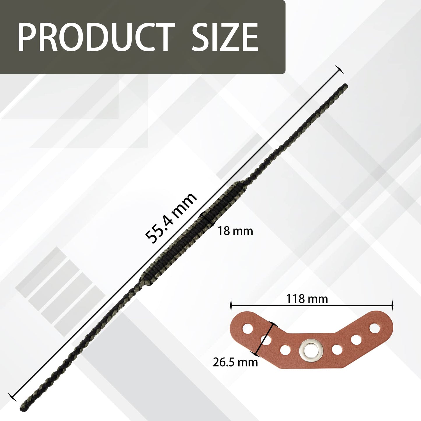 Elm Ray Archery Bow Wrist Sling 550 Paracord,Durable 100% Full Grain Leather with Strong Metal Grommet,Comfortable and Light,Fit Compound Bow Stabilizer & Recurve (Army Green&Black)