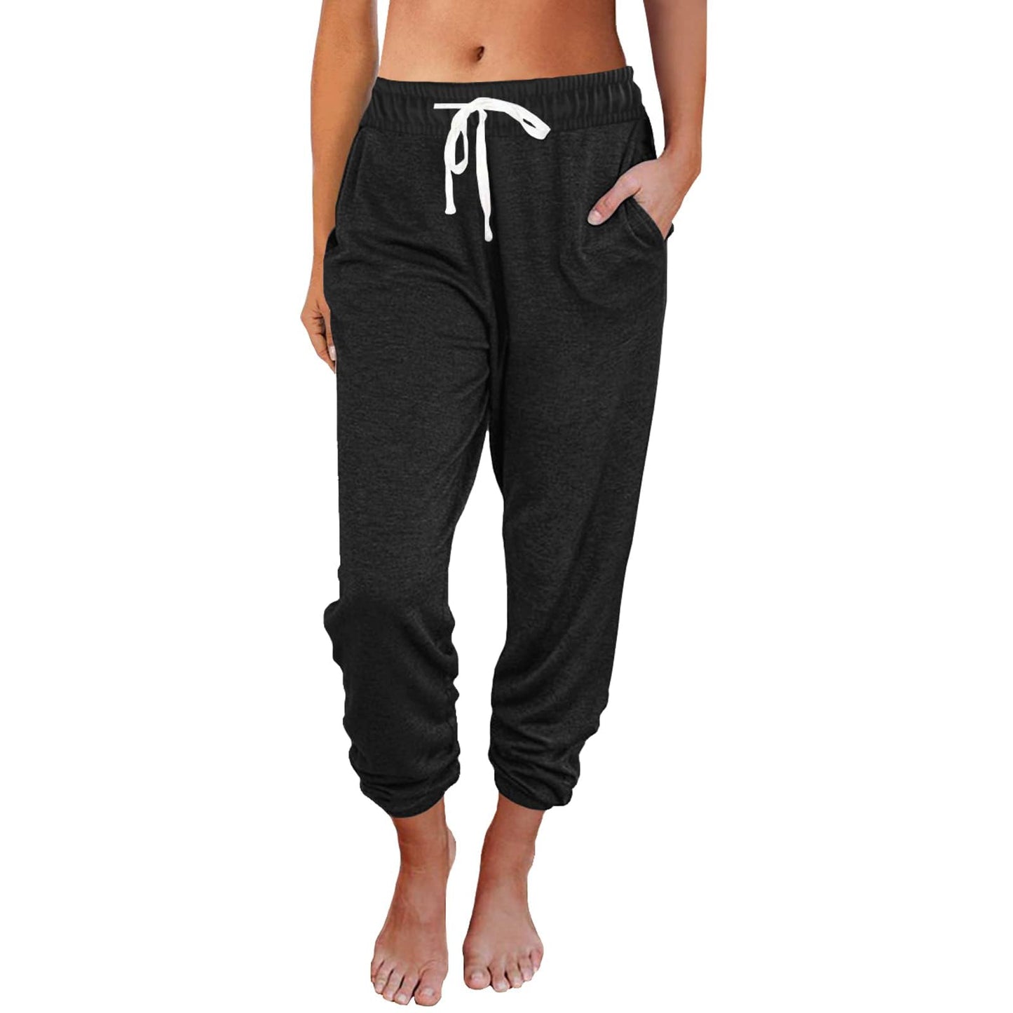 Women Baggy Sweatpants with Pockets Lounge Womens Pajams Pants Female Trouser Running Britches Joggers Fall Clothes Outfits Black