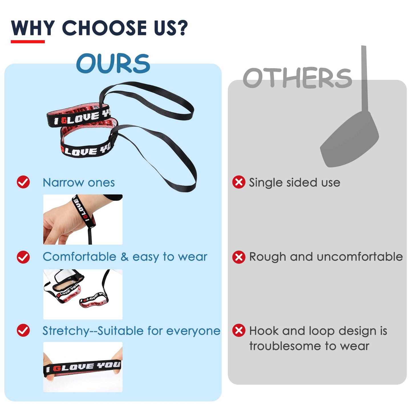 XMJY Upgraded Glove Leash, 2 Pairs Narrow Wrist Leash for Gloves, Comforty Glove Tether for Adults, Winter Ski Glove Leash Wrist Strap Mitten Leash, Men‘ Size 8-11