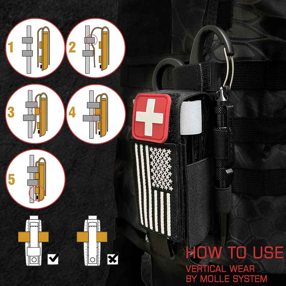 Molle TQ Tourniquet Pouch Holder & Tactical Trauma Medical Shear Flashlight Duty Belt Holster