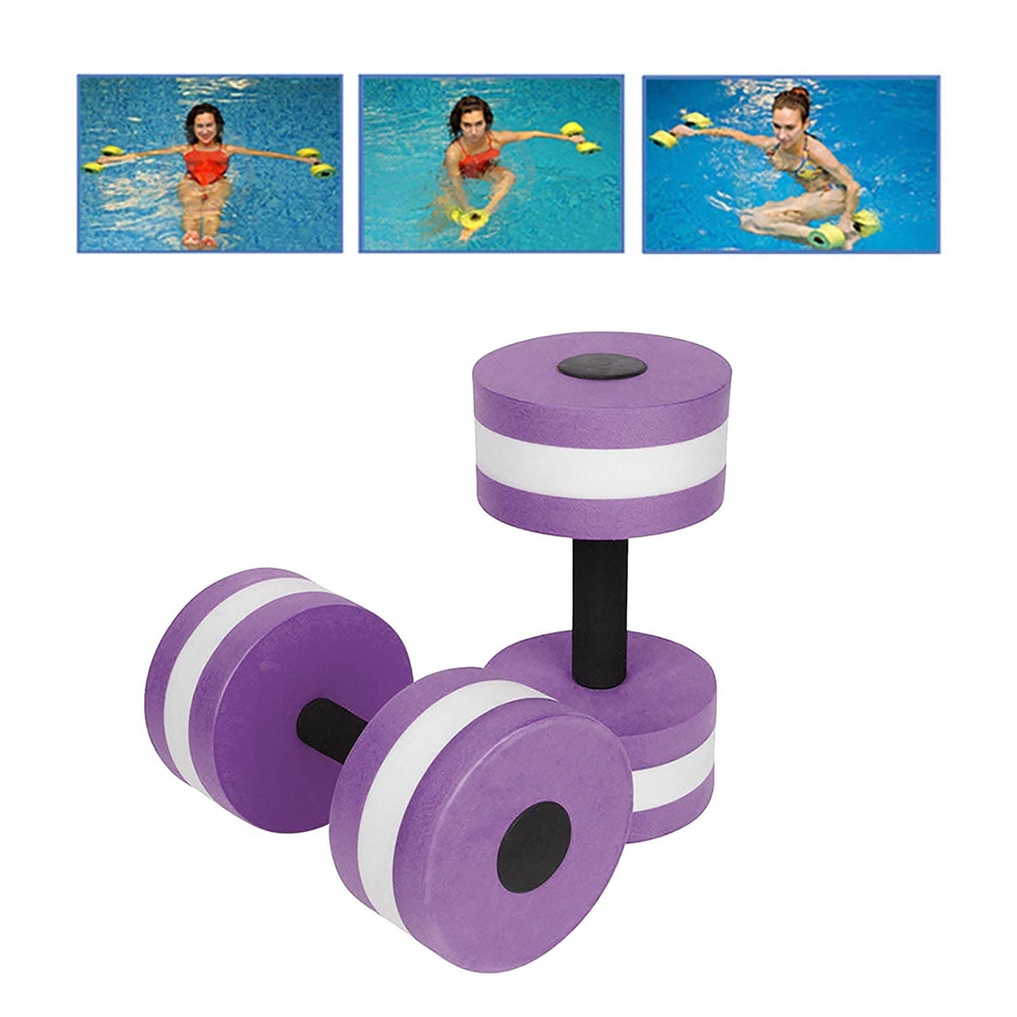 Lagukka Aquatic Dumbbell Set, 2PCS Water Dumbells Pool Resistance Water Fitness Equipment Foam Dumbbell Water Aerobics Fitness Equipment for Weight Loss Purple