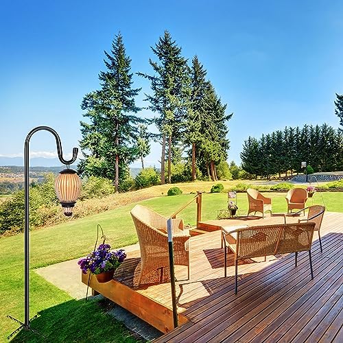 Shepherd Hooks for Outdoor, 1 Pack 46 Inch Bird Feeder Pole with 5 Prongs Base for Hanging Lantern, Hummingbird Feeder, Lightweight Plant, Shepherds Hook for Bird Feeders for Outside