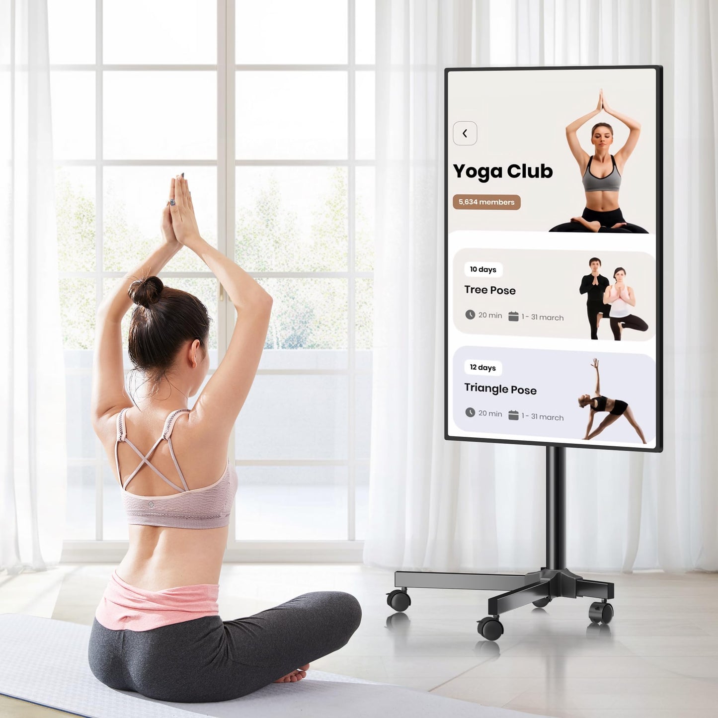 XINLEI Mobile TV Carts, Rotating Rolling TV Stand on Wheels for 13-50" Flat/Curved TVs Height Adjustable 30° Tilt Floor TV Stand Portable Monitor Stand Holds up to 44lbs Max VESA 200x200mm ML1350