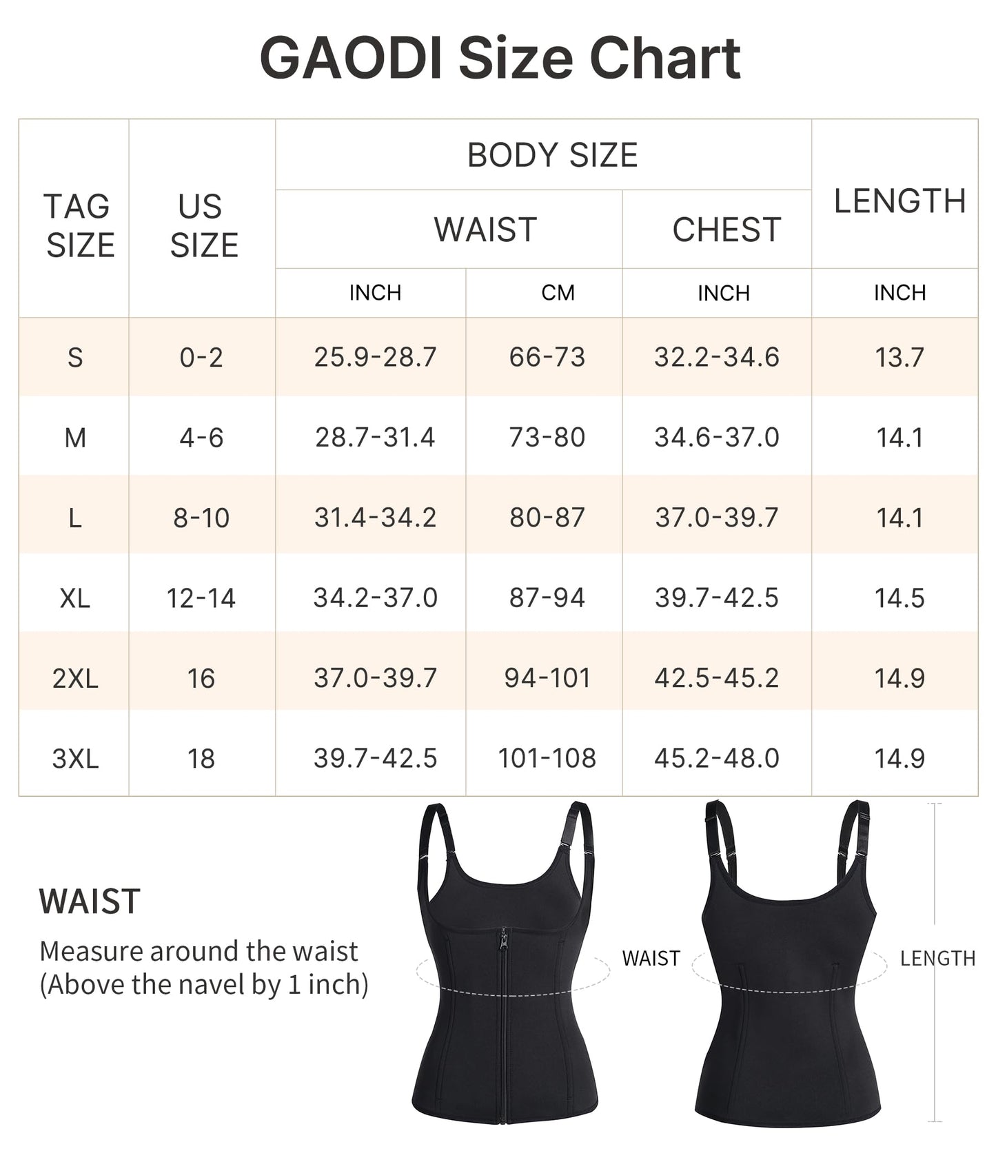 GAODI Women Waist Trainer Vest Slim Corset Workout Sweat Tank Top Zipper Compression Shirt Sauna Suit Body Shaper