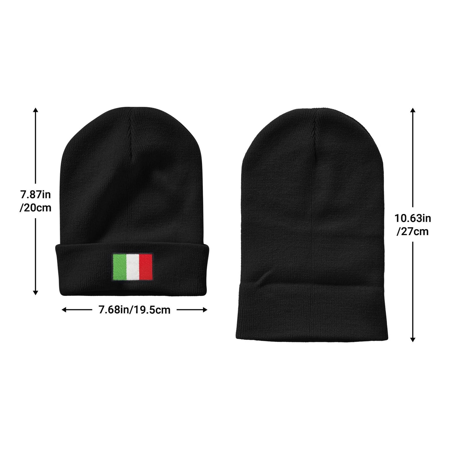 YIEOFH Italy Italian Flag Beanie Hat for Men Women Winter Warm Beanie Hats Stretch Skull Knit Hat Cap Black