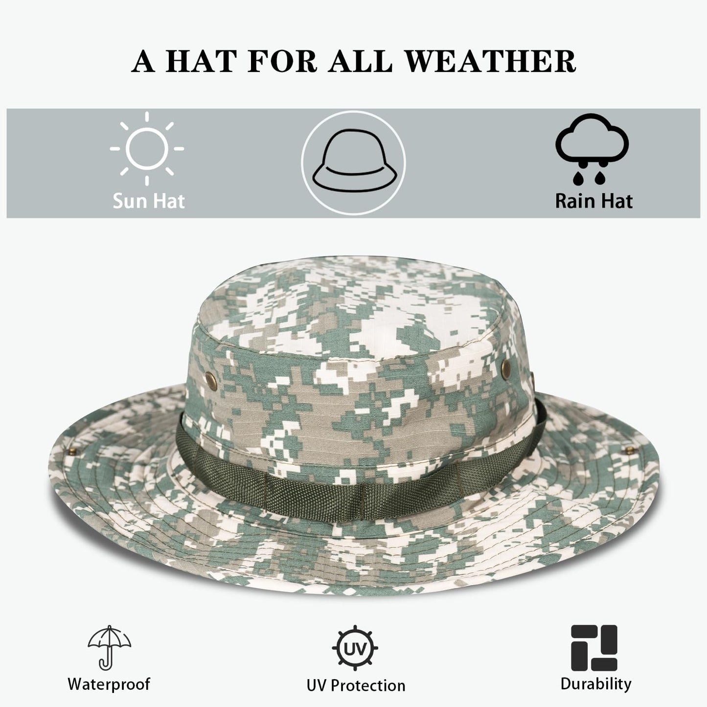 Sun Hats for Men Women Bucket Hat UPF 50+ UV Protection Boonie Hat for Safari Fishing Hiking Garden Beach