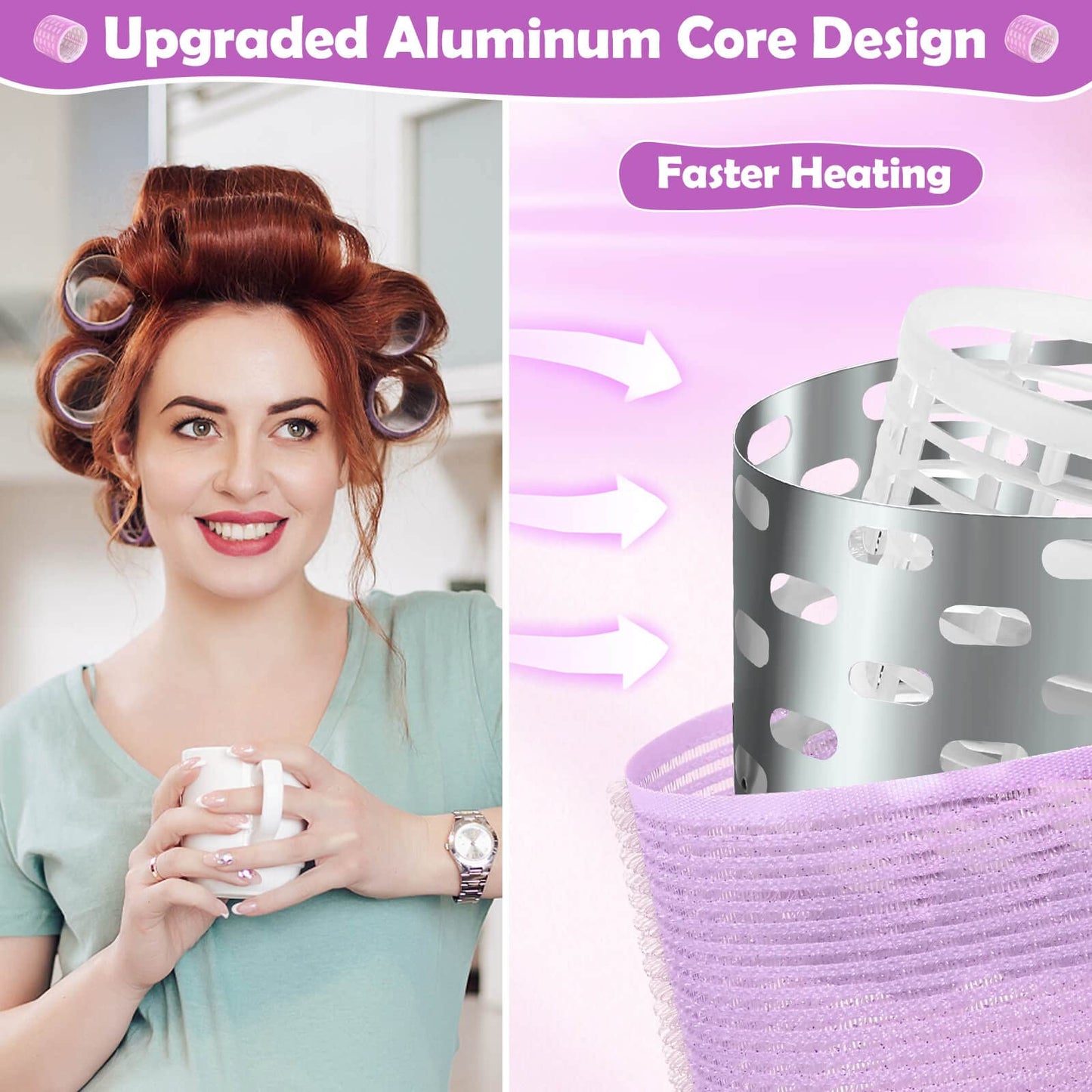 Tetutor Thermal Hair Rollers Set - 30PCS Jumbo Self-Grip Rollers (64mm, 48mm, 36mm) with Clips for Long, Medium, Short Volume and Salon Styling