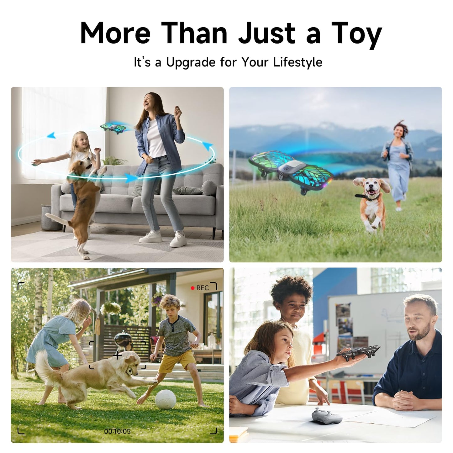 UranHub Drones for Kids 8-12, RC Drone with 720P HD FPV Camera,5 Lighting Modes/2 Batteries/3D Flip/3-Speed/Propeller Protection Cover, Cool Toys Gift for Kids and Beginners(Dark Brown)