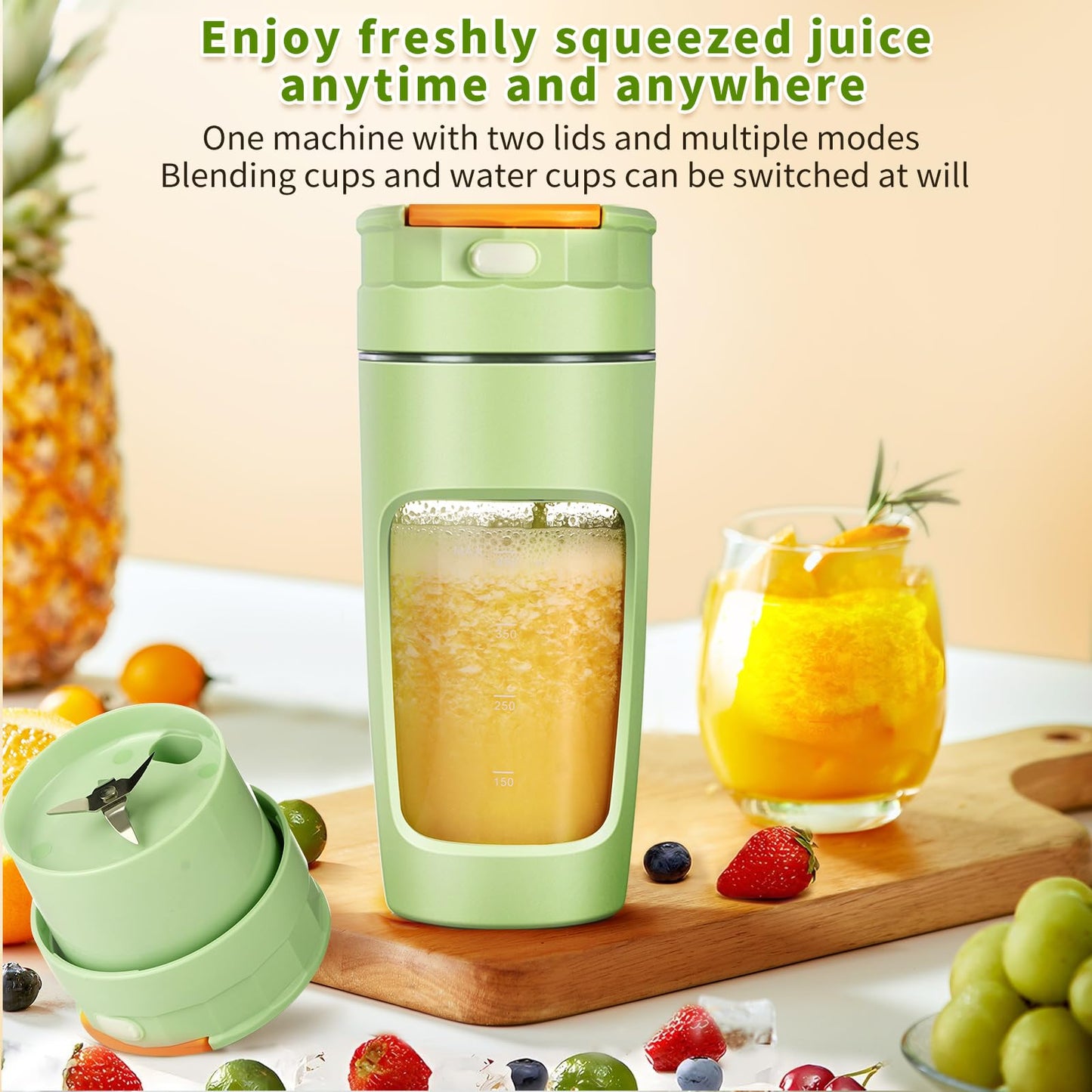 Portable Blender Cup - 20 oz(600ml) Large Capacity, Travel Personal Size Blender for Shakes and Smoothies.High-Speed Multi-Blade Design | Personal Size, BPA-Free & Leakproof