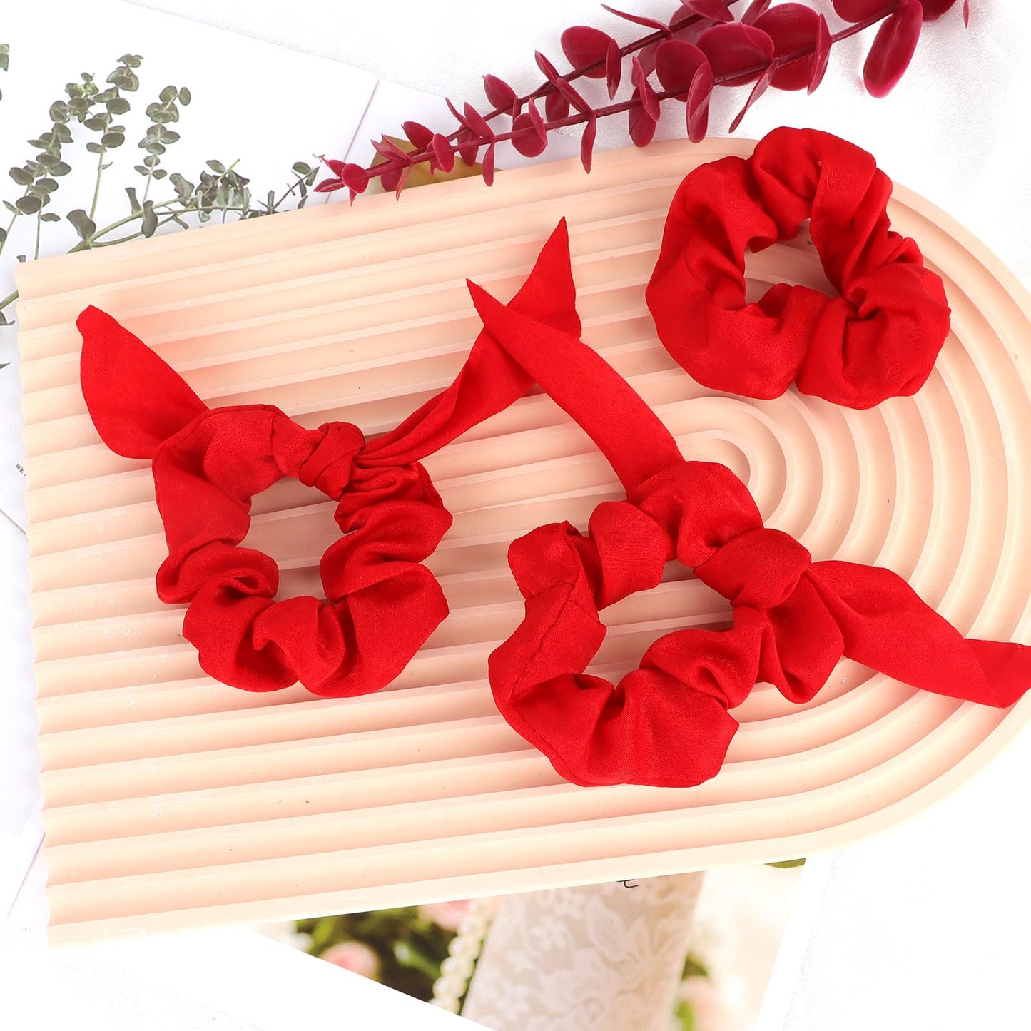 ACO-UINT 20 Pack Satin Hair Accessories for Women - Bow Scrunchies, Bunny Ear Hair Ties with Tails for Thick Hair and Girls