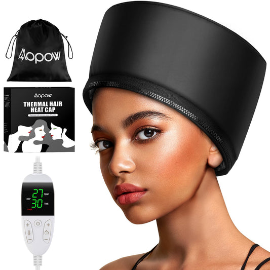 Heat Cap for Deep Conditioning: Adjustable Temperature up to 176℉ 9 Timer Settings Hair Steamer for Natural Hair Home Use Thermal Steam Cap for Black Hair Portable Heating Caps for Hair Treatment
