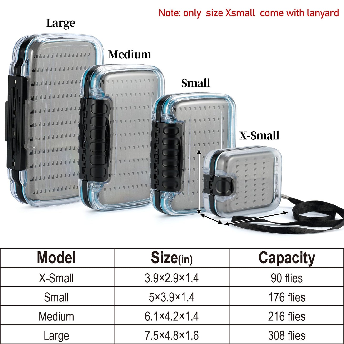 Dr.Fish 2 Pack Fly Box for Fly Fishing Flies Case Jig Box Streamer Fly Fishing Box Waterproof Lightweight ABS Plastic Double Sided Transparent Lid Clear View Deep Slot Flies Hoder Storage Case