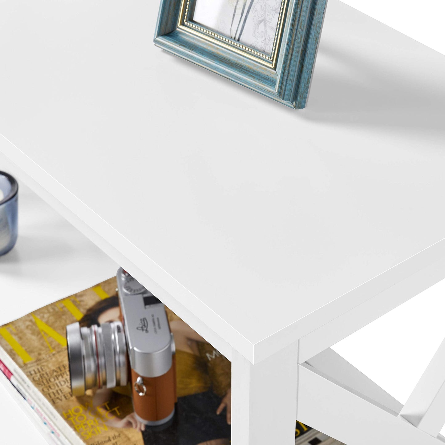 Yaheetech Television Stands & Entertainment Centers with 3 Tier Storage Shelf TV Stand for Living Room, White