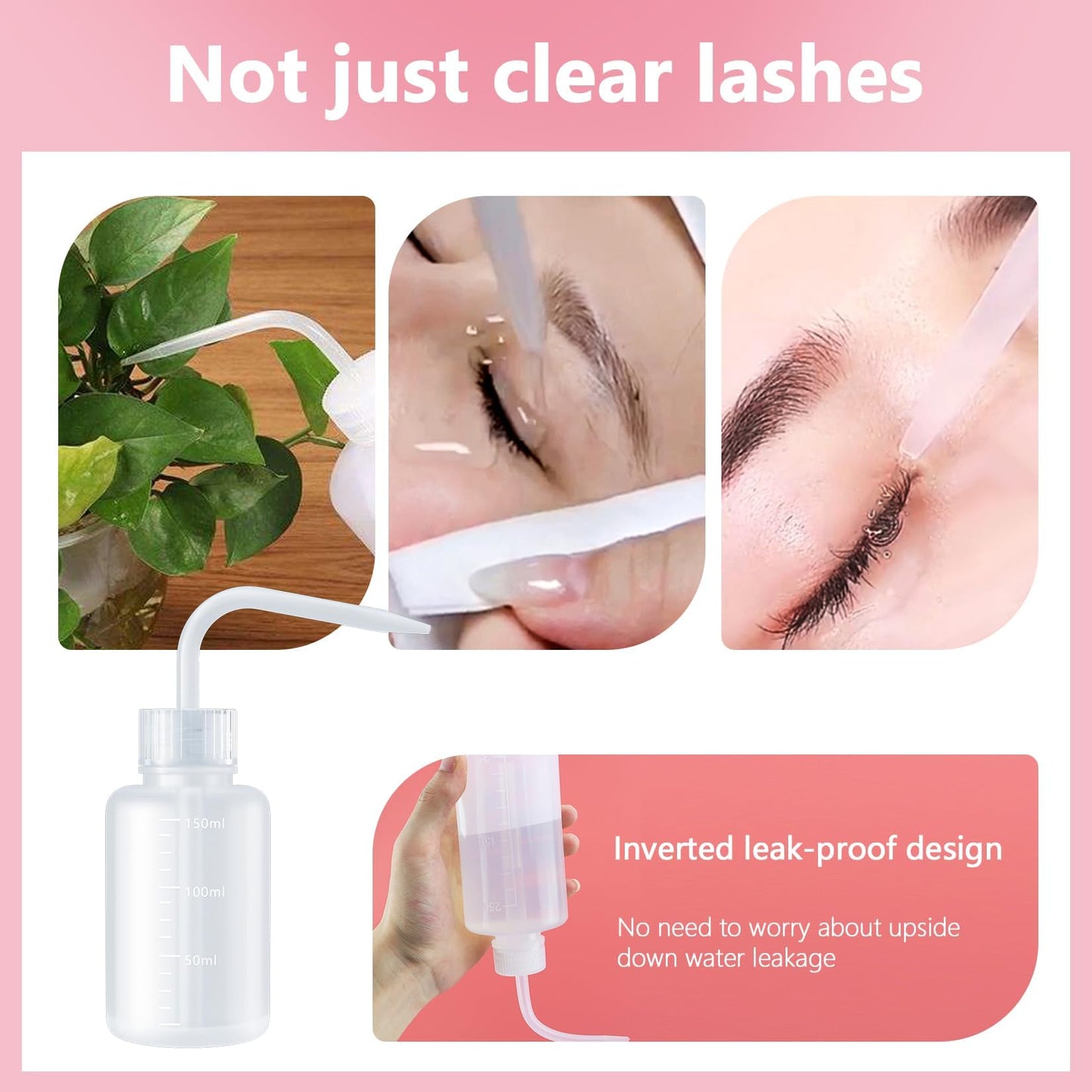 Setgnur Lash Cleaning Kit - 60ML Lash Shampoo with Lash Fan Cleaning Brush Rinse Bottle and 50 Pcs Mascara Brush, Rich Foam Lash Wash for Eyelash Extension Home Use(Pink)