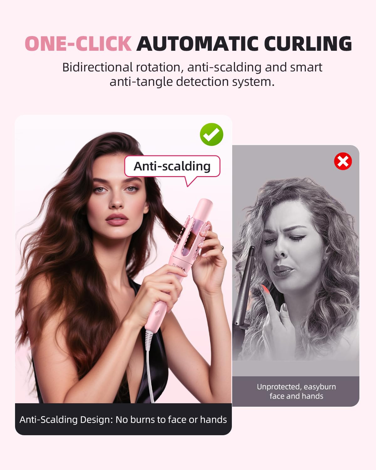 TSUYAGLA Automatic Curling Iron,1 1/4 Hair Curler with 3 Temperatures, 10S Fast Heating, 2-Way Rotation, 30 Min Auto Shut-Off, 500 Million Ionic, Anti-Scald-Tangle for Hair Styling