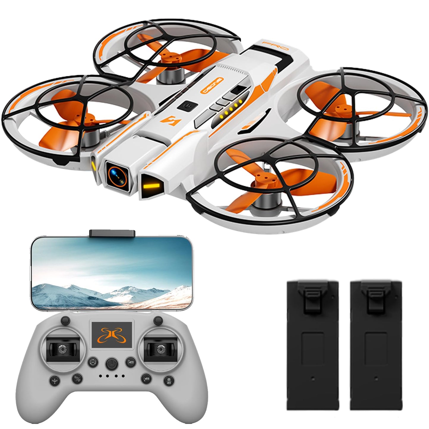 A21 PRO Drone, FPV Design, Unmanned Aerial Vehicle Airdrop, Brushless Motor, Optical Flow Localization, Active Obstacle Avoidance, 2 batteries. (White-2 batteries)
