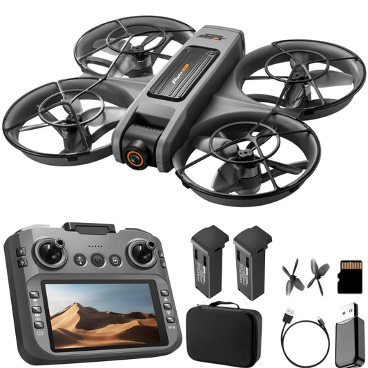 RC Drone with Screen Display Remote Control (4.92in), Airplane Helicopter With UHD Dual Camera, Brushless Motor, Optical Flow Hovering, 360° Propeller Guard, 6-Axis Gyro, Headless Mode, One-Key Takeoff/Landing, 3-Speed Adjustable, 50X Zoom, Gesture Contro