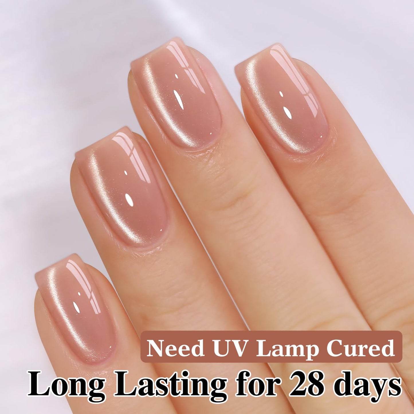 Double Rhythm 15ML Glass Cat Eye Gel Polish with Magnet Same Color Same Bottle Holographic Glitter Shimmer Salon Soak Off Magnetic Nail at Home (Apricot Peach-MC1151)