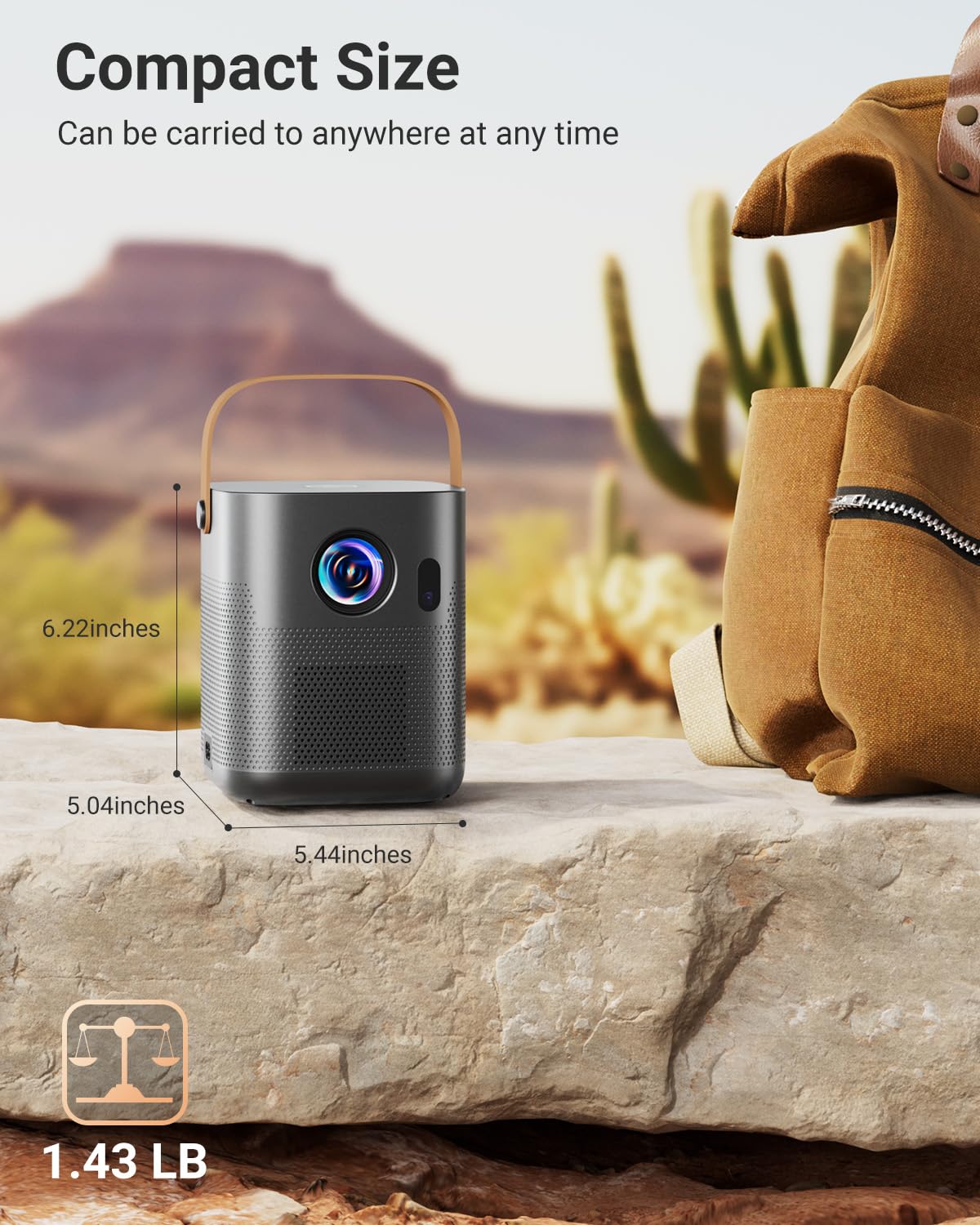 OPOQO Mini Projector with WiFi and Bluetooth - Electric Focus & Auto Keystone & Zoom, Full HD 1080P Supported Portable Outdoor Movie Projector, Compatible with iOS/Android/TV Stick/HDMI/PS5