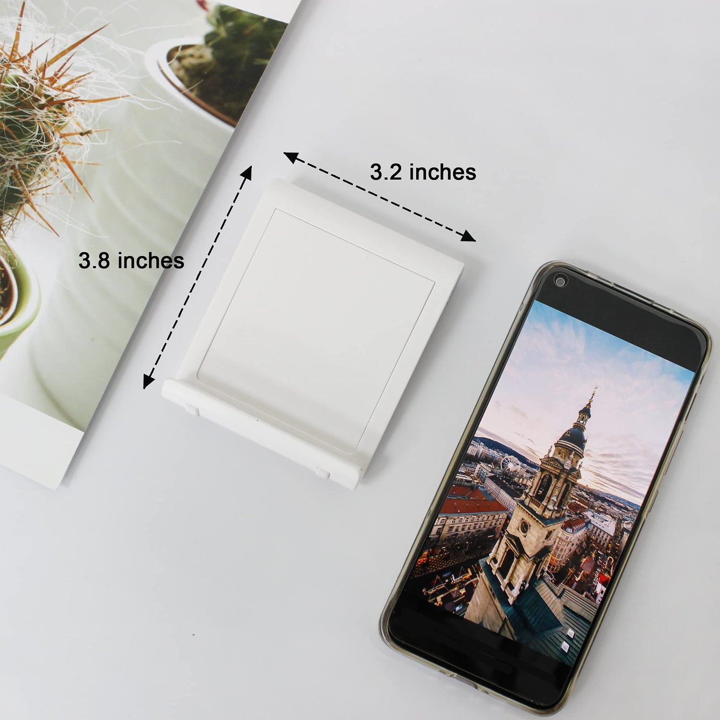 Mayten Foldable Cell Phone Stand for iPhone - Adjustable Phone Holder with Wide Compatibility, Portable Desktop Dock for iPhone 15/14/13/12/11/Pro/Max/SE, Galaxy, Pixel, Anti-Slip Design (White)