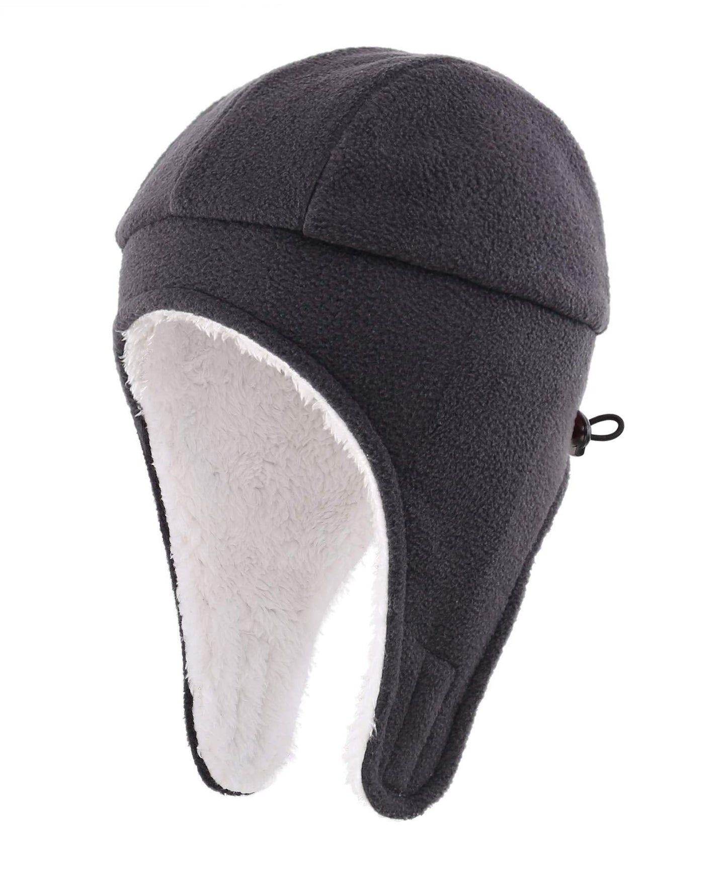 Home Prefer Little Boys Winter Hats with Earflaps Fleece Beanie Sherpa Knitted Kids Hat Dark Gray M