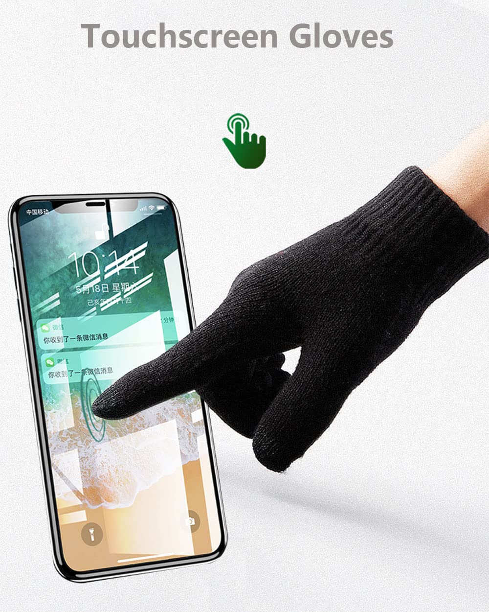 Winter Hat Scarf Gloves Set for Men Women, Knit Beanie Hat,Neck Warmer Scarf,Warmer Touch Screen Gloves and Earmuffs Ear Warmer for Men Women