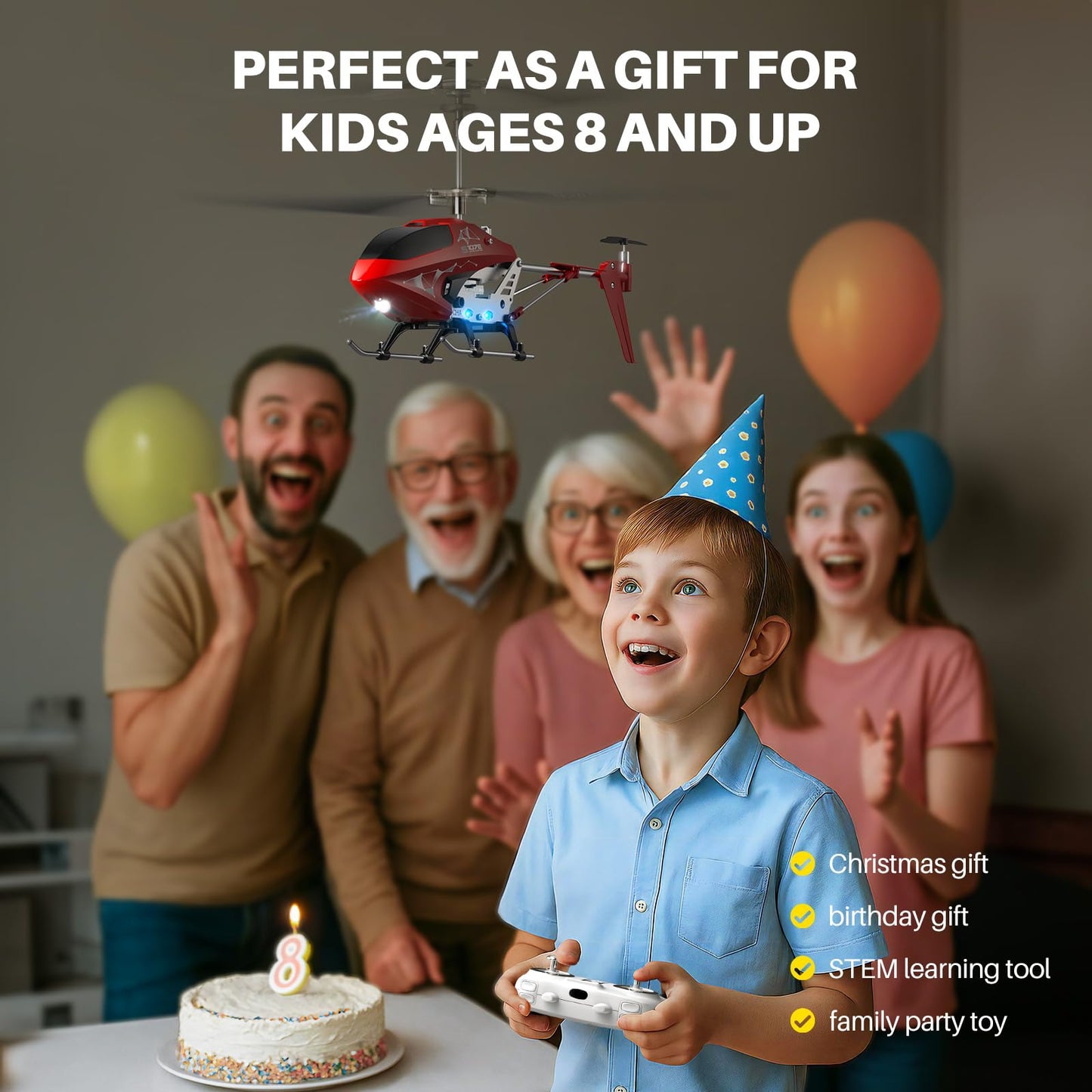 SYMA S107H-E RC Helicopter for Kids 8-12 and Beginners, Remote Control Helicopter with Altitude Hold, 2 Speed Modes, Whole Alloy Toy for Boys Girls Indoor Gift