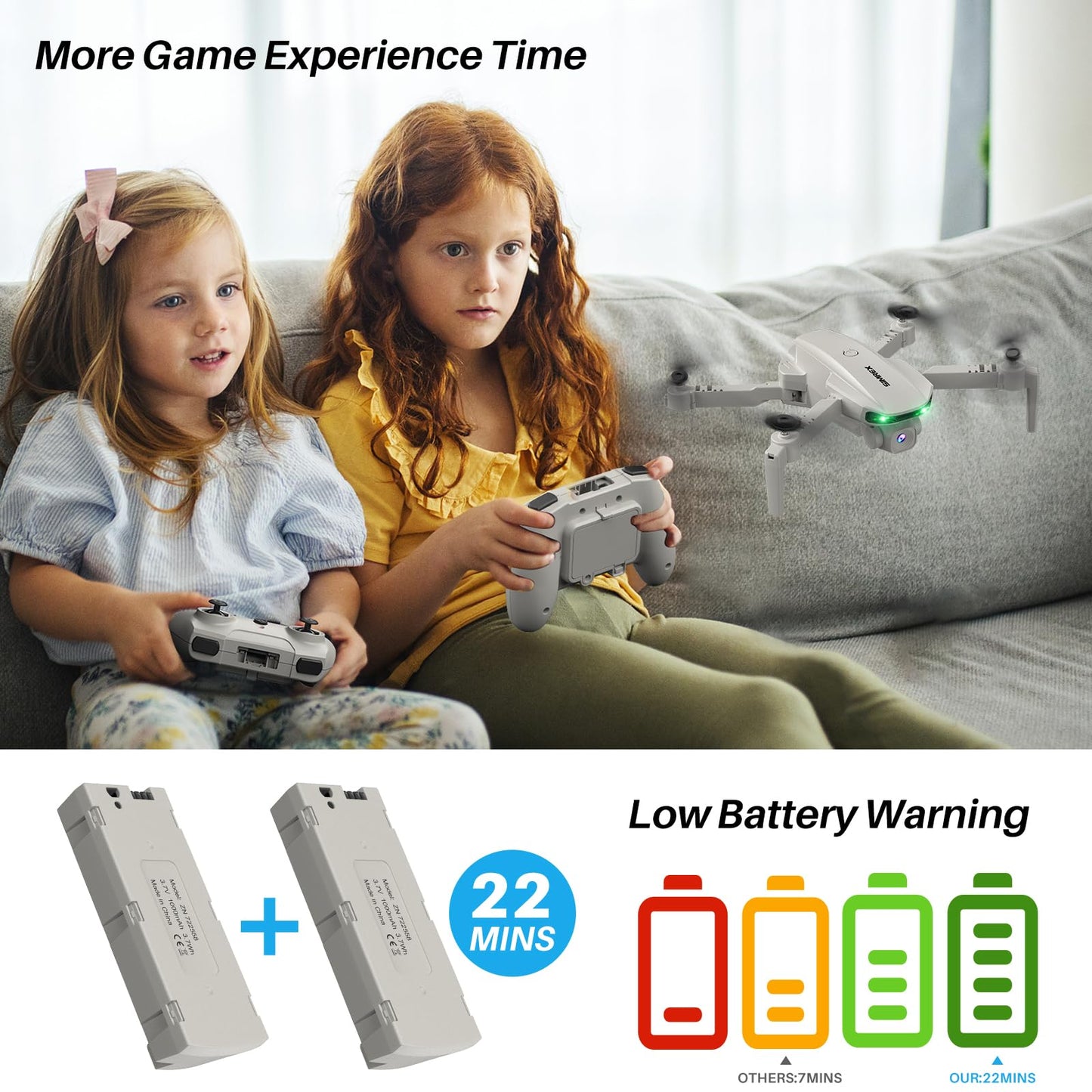 Simrex Drone With 1080P FPV Camera for Adults - Quadcopter Drone with Hover Stable, Foldable Mini Drones With One Key Start, Waypoint Fly, Headless Mode, Auto-Follow, 3D Flip, 3 Speeds, 2 Batteries, Easy for Beginners