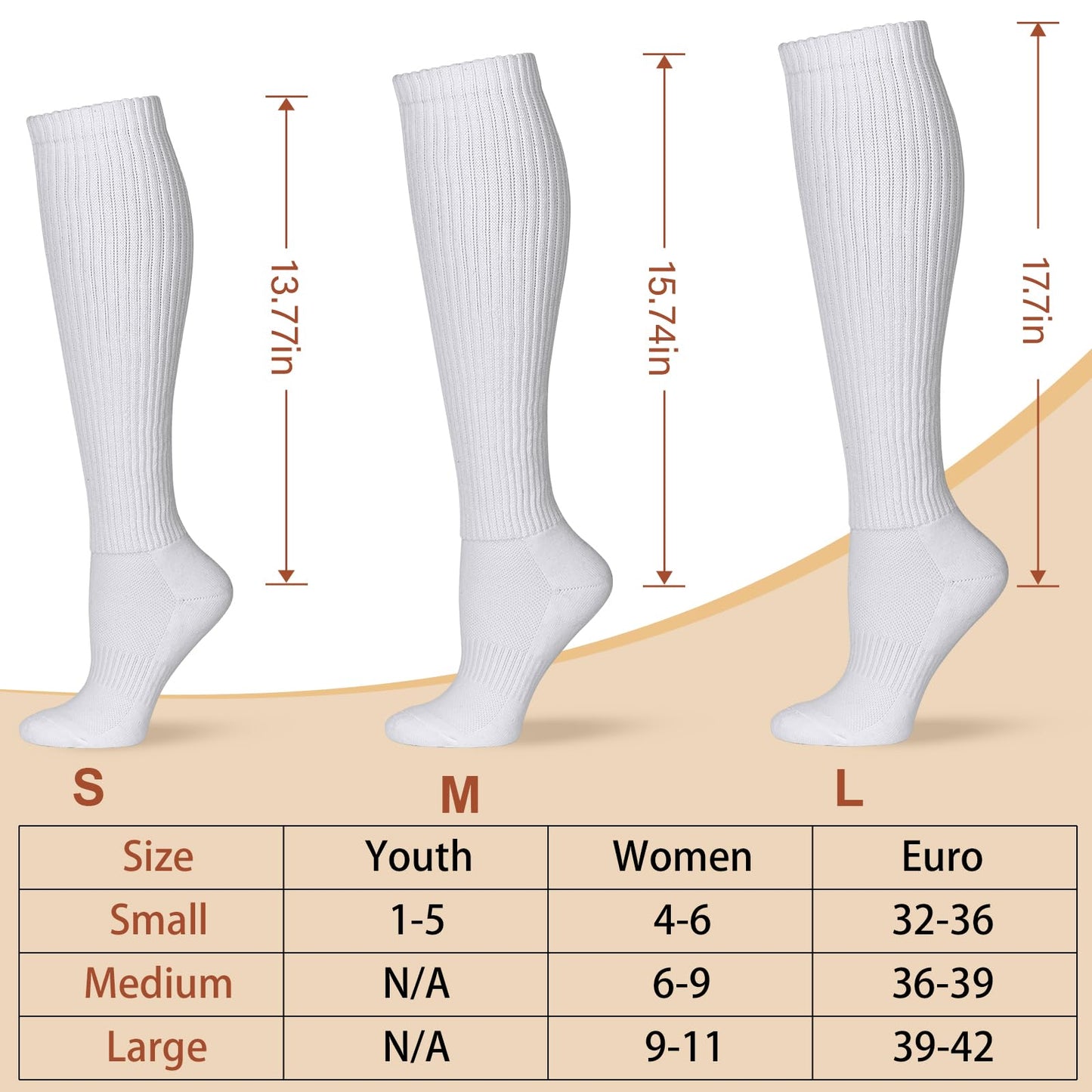 Dingcooler Women Slouch Socks 4 Pairs, Thicker Scrunch Knee High Mid Calf Slouchy Socks for Women & Girls