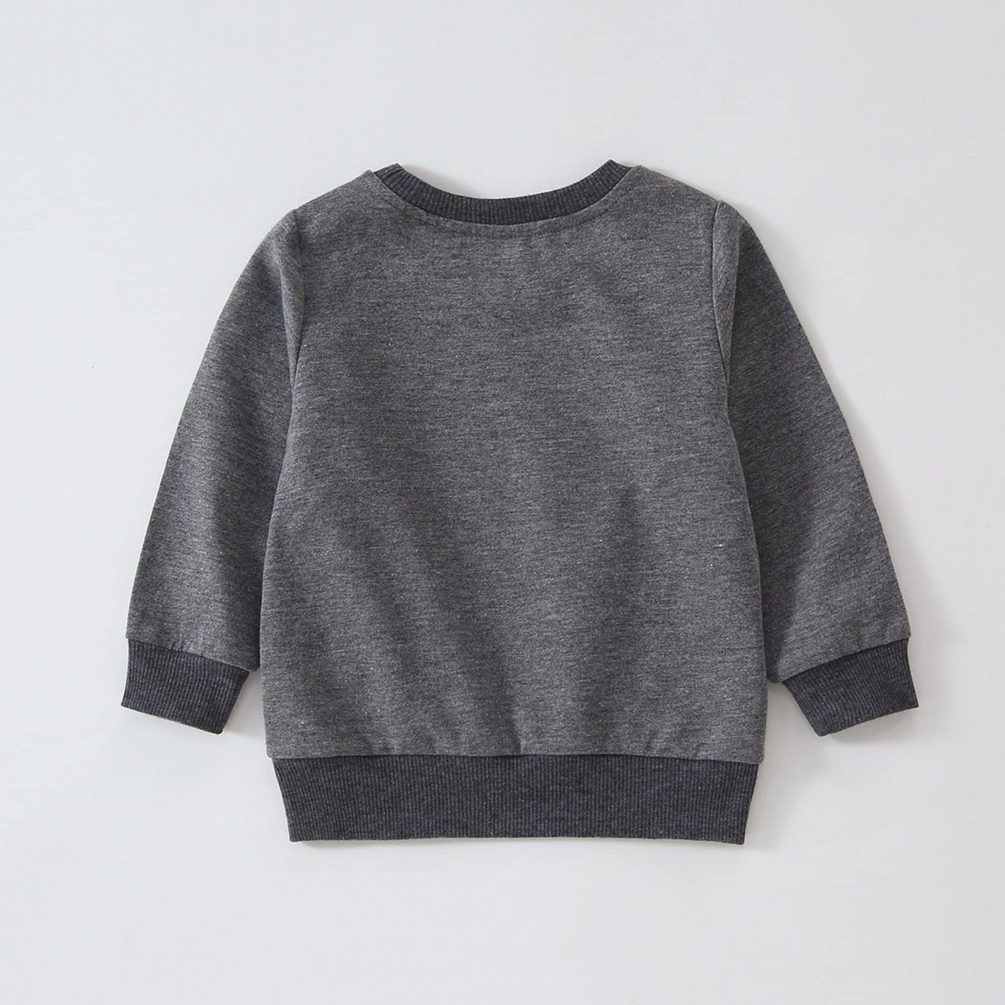 PATPAT Boys Long Sleeve Shirts Grey Sweatshirt Toddler Boys Clothes Baby Boy Winter Clothes Orange Shirt Boys Toddler Clothes For Boys Crewneck Sweatshirts Dark Grey 12-18 Months