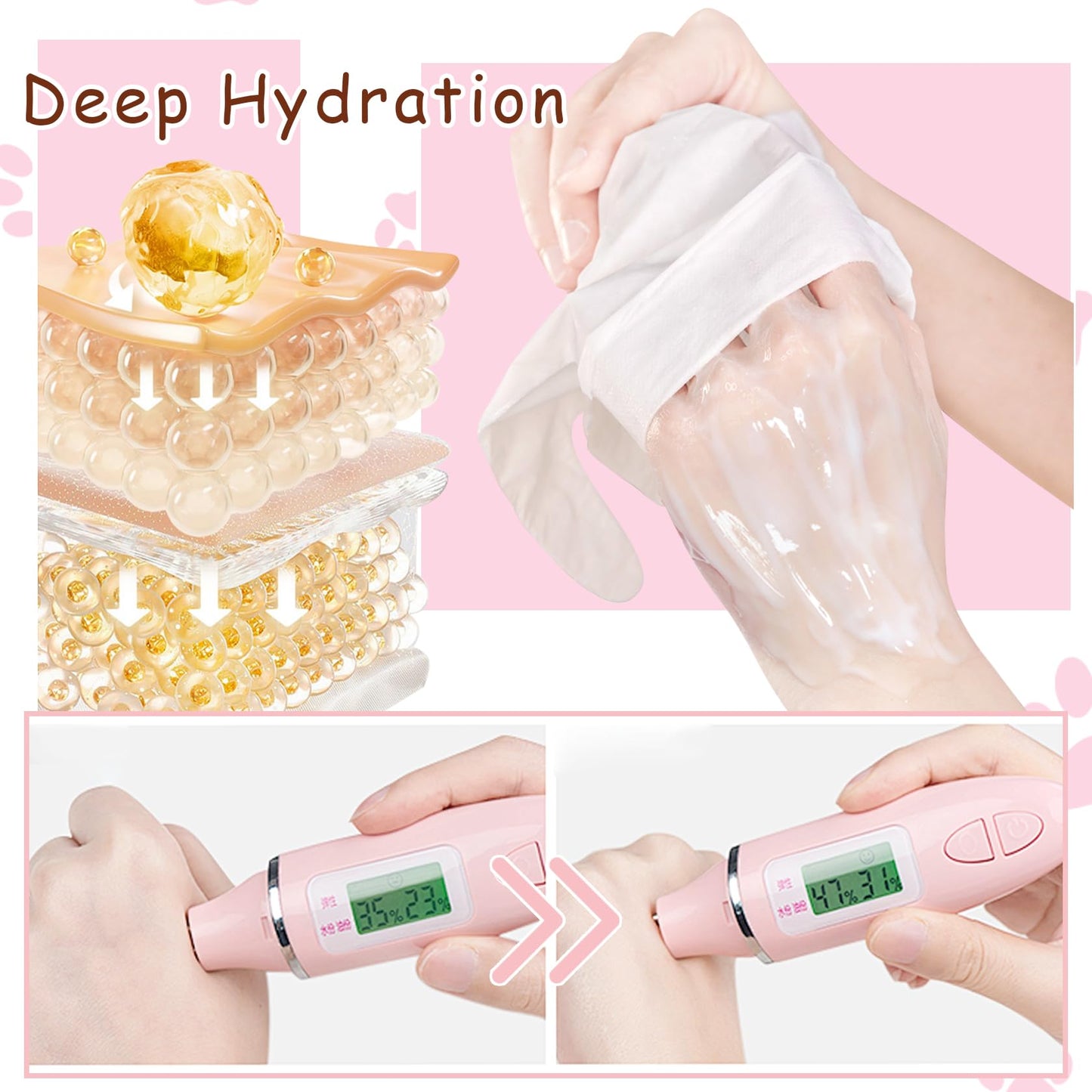 DWDiWen Hand Masks, 6 Pairs Hydrating Exfoliating Hand Peeling Mask, Smooth Hand Masks Moisturizing Gloves Overnight for Dry, Rough, Cracked Hands, Hand Skin Moisturizer Glove for Women Men（I