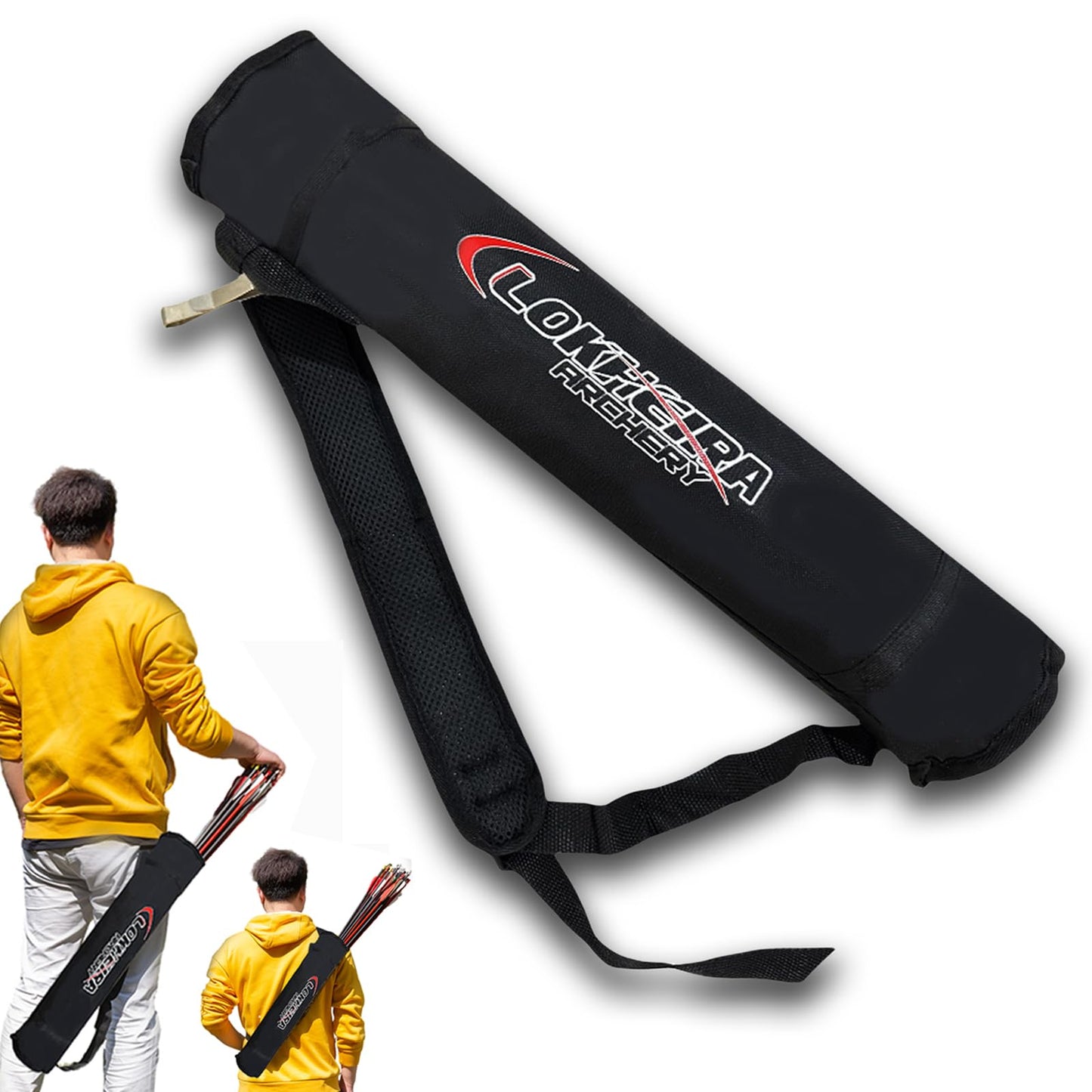 Arrow Quiver, Archery Lightweight Back Arrow Quiver Dual Use Foldable Compact Hip Arrows Bag for Recurve Bow Compound Target Practice Nylon Arrow Bag（Black）