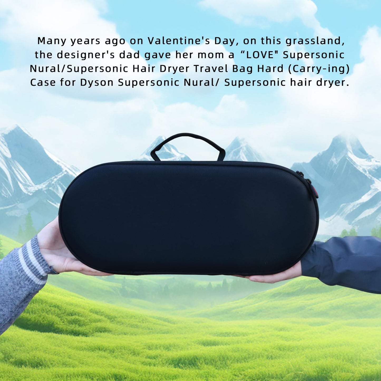 WOKEMA LOVE Hard Protective &Presentation Supersonic (Nural) Hair Dryer Only (Carry-ing) Travel Case Storage Bag Holder for Dy-son Supersonic HD07 HD16 /15/08/01/Laifen Two Way Zipper, Cuter, Black