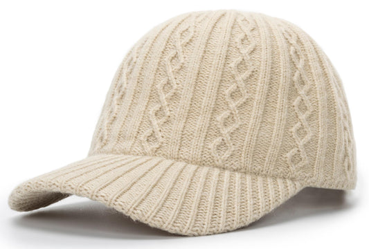 INOGIH Women's Winter Knit Visor Hat Beanie Hat Knitted Baseball Cap Ski Hat for Men Teens Beige