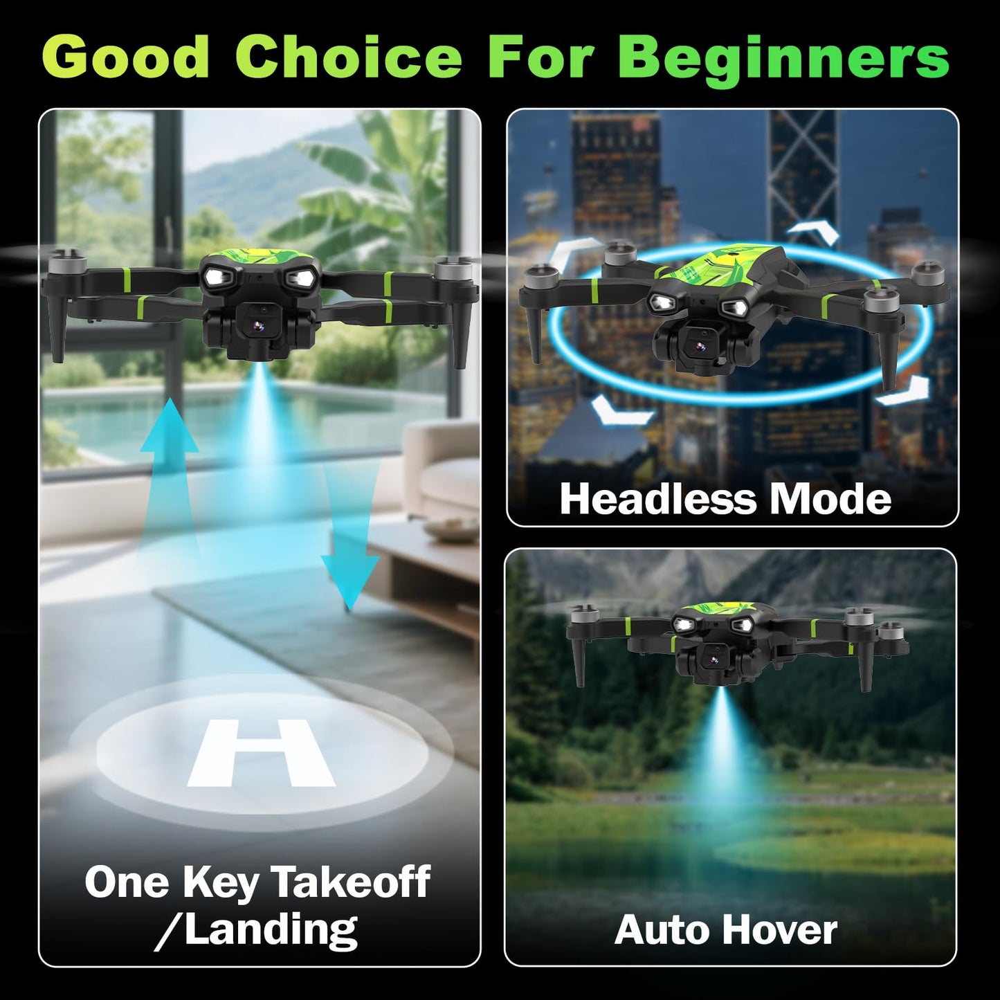 Morlyrctooy M18 1080P Mini Drone with Brushless Motor Foldable RC Quadcopter for Adults Optical Flow Positioning Headless Mode