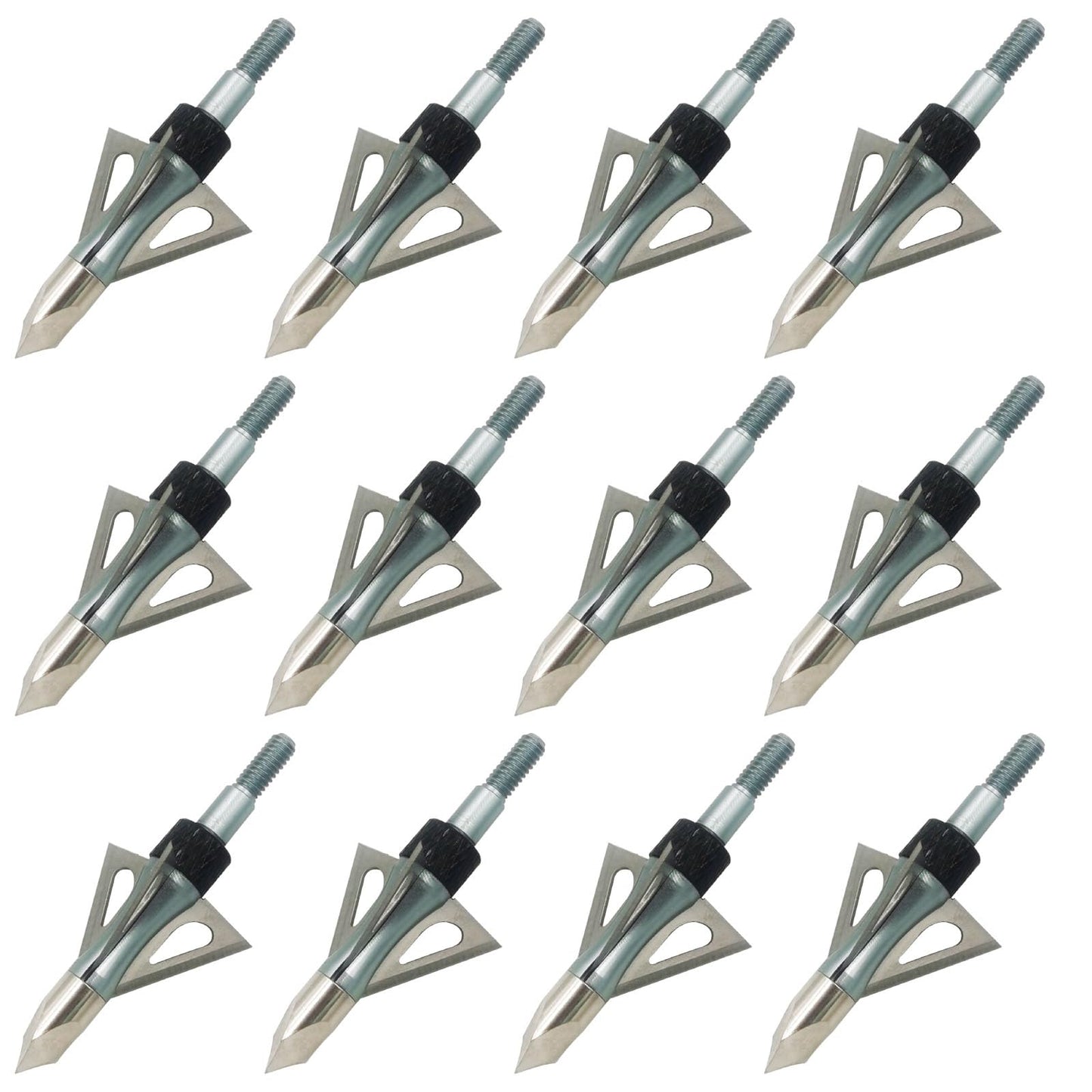 Flying Swifts Hunting Broadheads 3 Blades Archery Broadheads 100or125 Grain 12PK Screw-in Arrow Heads Arrow Tips Compatible with Traditional Bows and Compound Bow Archery Hunting (Gray)