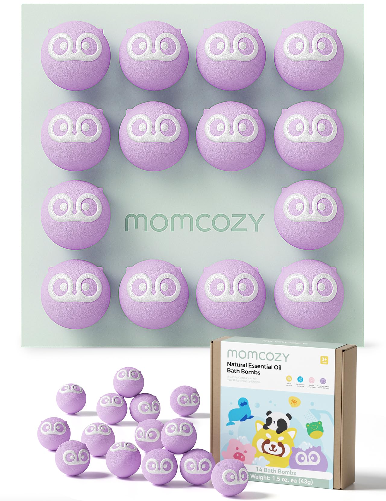 Momcozy Natural&Organic Essential Oil Bath Bombs,14 Pcs Bubble Bath Fizzy Balls with Cute Owl Animal Shapes,Bath Bombs Gift Set for Kids Girls Boys Toddler,Ideal Gift for Easter Egg,Bath Bomb Kit