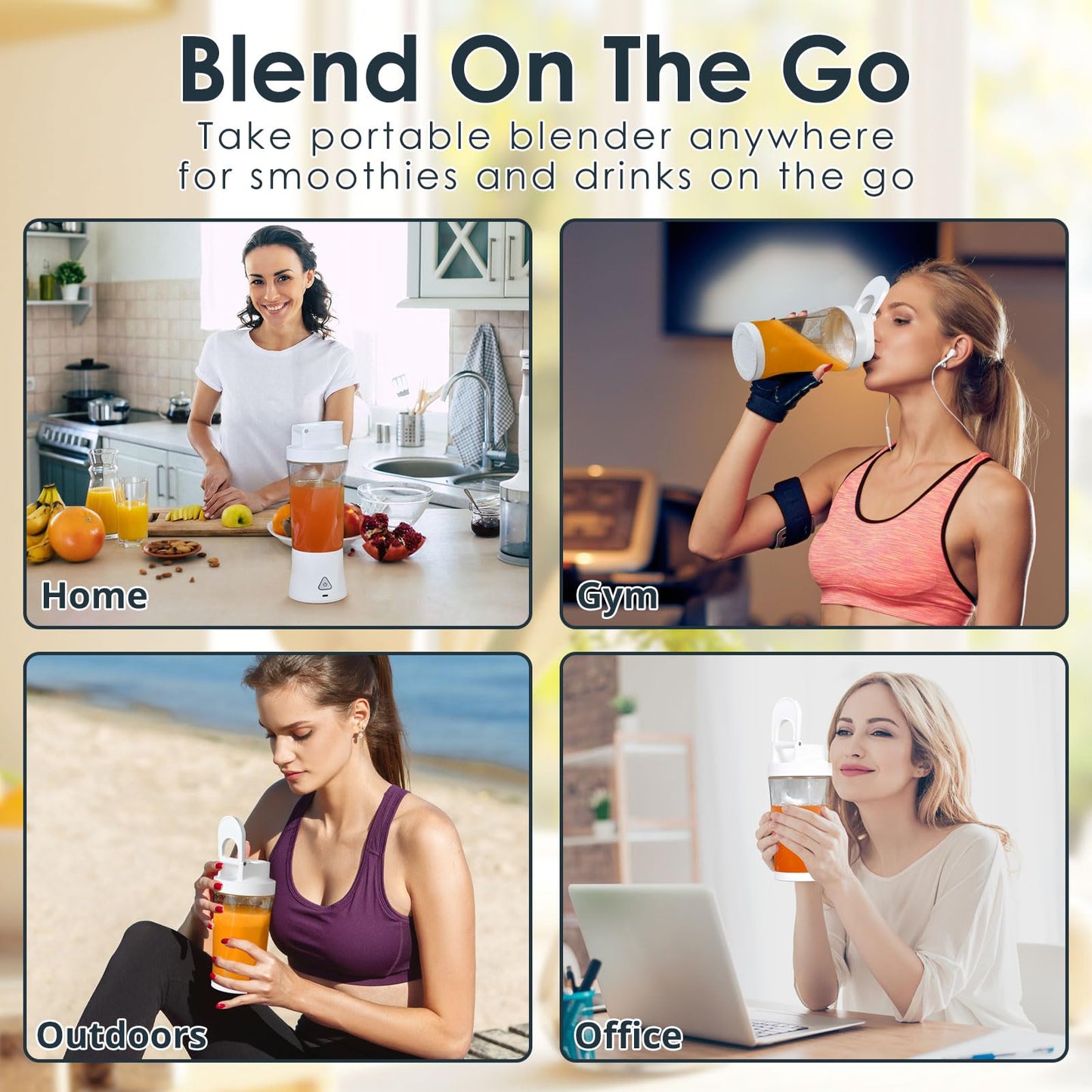 Personal Blender Wireless 24oz Cordless Mini 360 Watt Portable Blender-for Smoothies Freshly Squeezed Juices 6000mAh Self Cleaning and BPA Free Portable Juicer with 6 Sharp Blade Pearl White