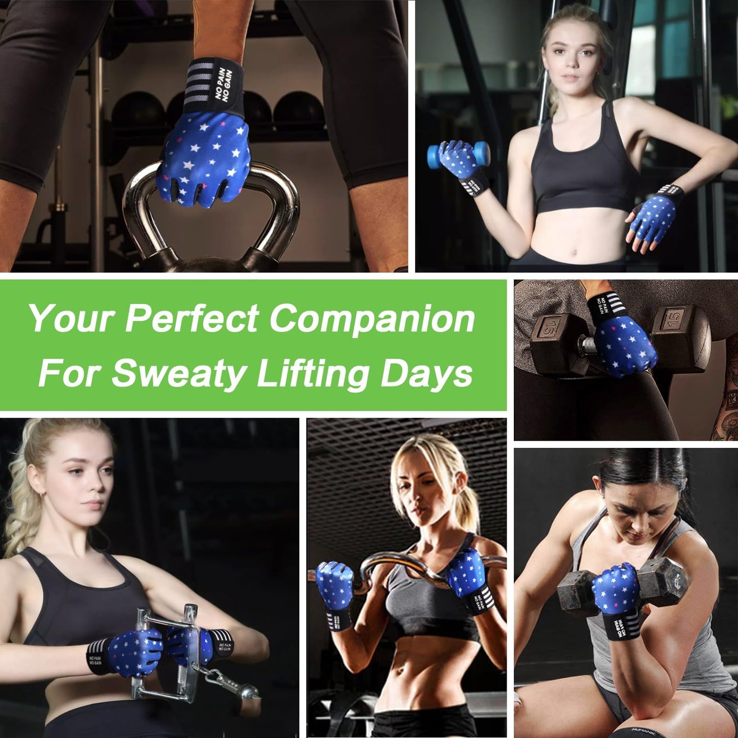 Weight Lifting Gloves for Women Gym Workout with Wrist Support,Padded Half Finger Gloves for Fitness Exercise (Stars, X-Small)