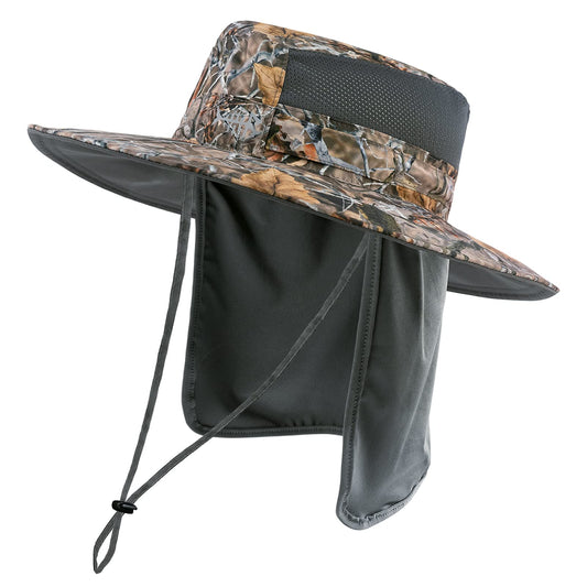 BASSDASH UPF 50+ Sun Fishing Hat Water Resistant with Detachable Neck Flap
