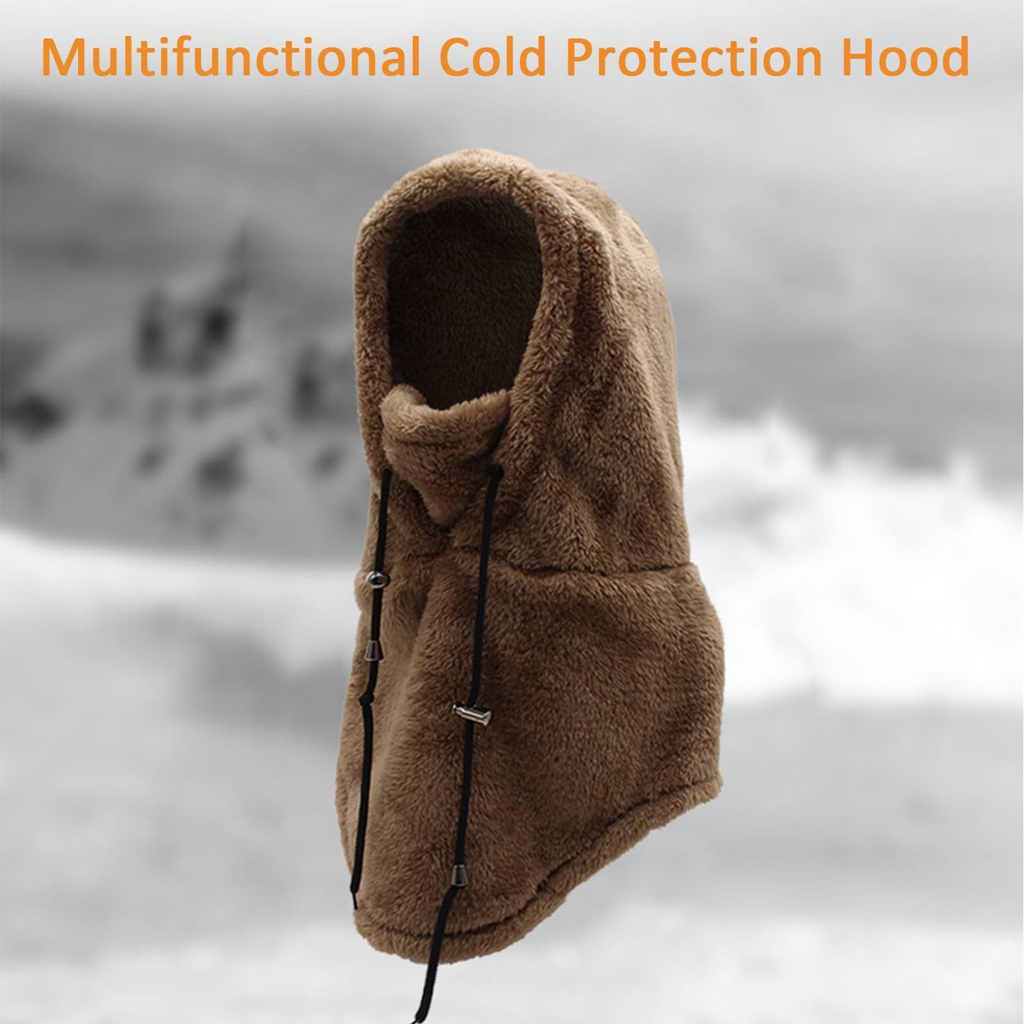 Sherpa Hood, Wind-Resistant Winter Face Mask, Fleece Ski Mask for Men and Women, Warm Face Cover Hat Cap Scarf (US, Alpha, One Size, Brown)