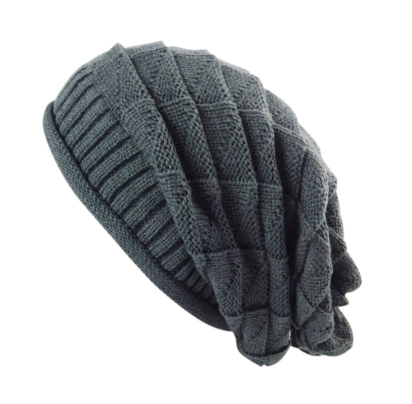 Jiuhong Women Knit Beanie Baggy Oversize Winter Warm Hat Soft Slouchy Beanie Skully Cap (Dark Grey)